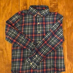 Boys Vineyard Vines Whale flannel plaid shirt
